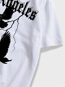 ROMWE MEN Goth Tops Nam Thú vật Lá thư Giải trí - trắng - Xem 3