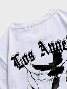 ROMWE MEN Goth Tops Nam Thú vật Lá thư Giải trí - trắng - Xem 4