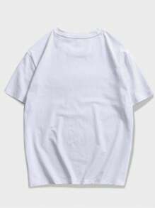 ROMWE MEN Hombres Camiseta con estampado de oso - Blanco - Ver 2