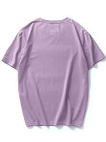Manfinity Homme Hombres Camiseta de hombros caídos con estampado de póker - Morado - Ver 2