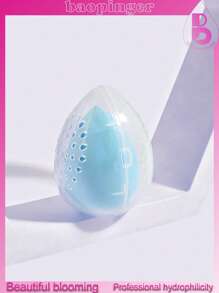 1 hộp đựng di động trong suốt + trứng làm đẹp hình giọt nước màu xanh, thoáng khí và dễ mang theo, miếng bọt biển trang điểm mặt hỗn hợp kem dưỡng da, kết hợp khô và ướt, dụng cụ làm đẹp trước tiên - Màu xanh lam - Xem 2