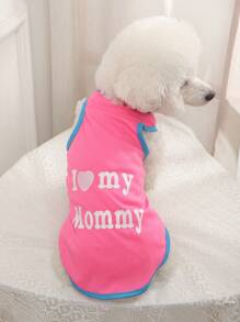1入組字母圖案寵物背心適用於狗狗和貓適合夏天 - 粉色 - 查看 1