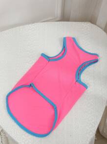 1入組字母圖案寵物背心適用於狗狗和貓適合夏天 - 粉色 - 查看 2