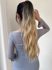 Body Wave Brown 24 Inch Long Ponytail Synthetic Hair Extension With Claw - Brown - View 8