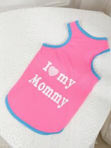 1入組字母圖案寵物背心適用於狗狗和貓適合夏天 - 粉色 - 查看 5