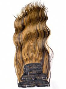 4 Peças Sintético Resistente Ao Calor Perucas Natural Aceno Misturado Loiro 22 Polegadas Sintético Clip Aplique De Cabelo Para Mulheres - Cor do Piano - Ver 5