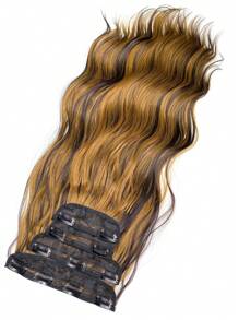 4 Peças Sintético Resistente Ao Calor Perucas Natural Aceno Misturado Loiro 22 Polegadas Sintético Clip Aplique De Cabelo Para Mulheres - Cor do Piano - Ver 6