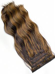 4 Peças Sintético Resistente Ao Calor Perucas Natural Aceno Misturado Loiro 22 Polegadas Sintético Clip Aplique De Cabelo Para Mulheres - Cor do Piano - Ver 8