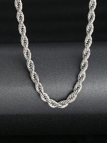 1pc Kids Twist Design Chain Necklace For Daily Decoration - Silver - View 1
