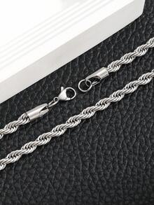 1pc Kids Twist Design Chain Necklace For Daily Decoration - Silver - View 2