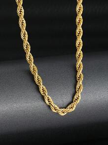 1pc 45CM New Fashion Punk Gold Stainless Steel Twist Chain Necklace For Children Party Jewelry Gift - Yellow Gold - View 1