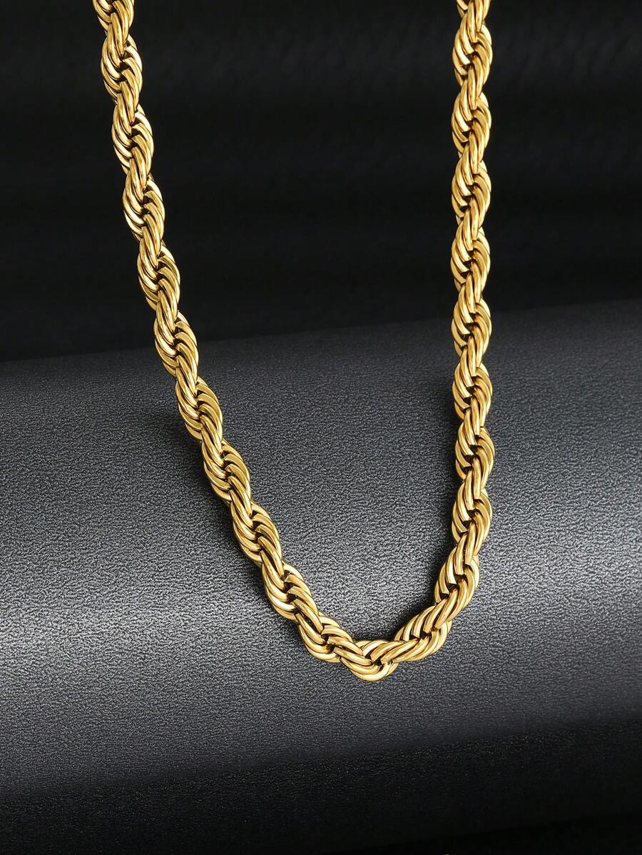 1pc 45CM New Fashion Punk Gold Stainless Steel Twist Chain Necklace For Children Party Jewelry Gift - Yellow Gold - View 1