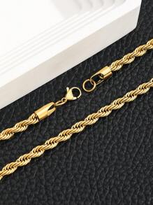 1pc 45CM New Fashion Punk Gold Stainless Steel Twist Chain Necklace For Children Party Jewelry Gift - Yellow Gold - View 2