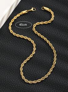 1pc 45CM New Fashion Punk Gold Stainless Steel Twist Chain Necklace For Children Party Jewelry Gift - Yellow Gold - View 3