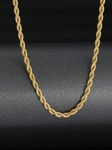 1pc Kids Twist Design Chain Necklace For Daily Decoration - Yellow Gold - View 1