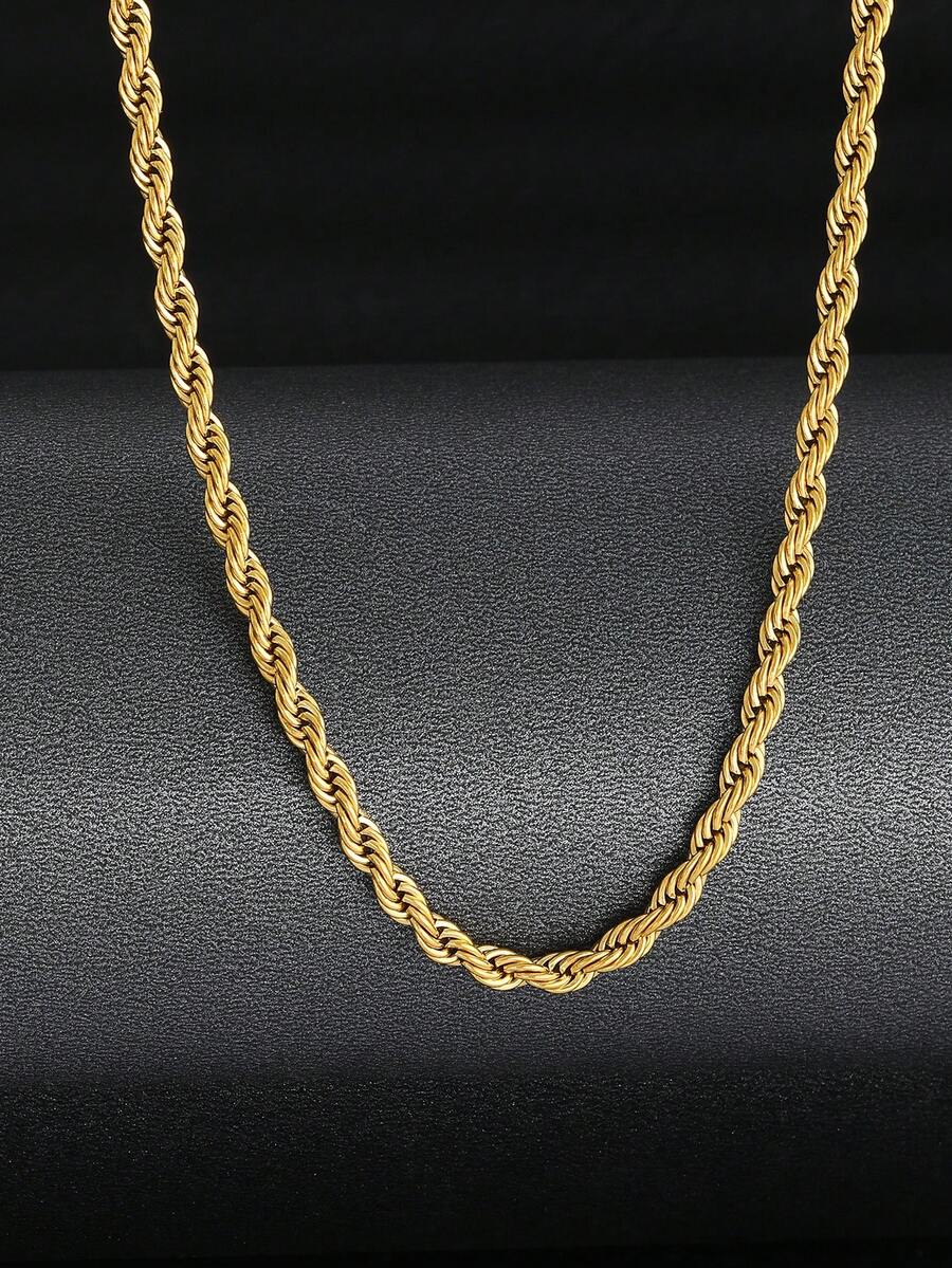 1pc Kids Twist Design Chain Necklace For Daily Decoration - Yellow Gold - View 1