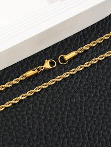 1pc Kids Twist Design Chain Necklace For Daily Decoration - Yellow Gold - View 2