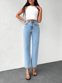 EURMUSE Jeans de pierna recta con cremallera - Lavado ligero - Ver 1