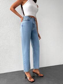 EURMUSE Jeans de pierna recta con cremallera - Lavado ligero - Ver 3