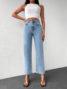 EURMUSE Jeans de pierna recta con cremallera - Lavado ligero - Ver 5