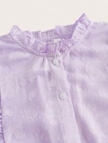 SHEIN MOD Ruffle Trim Button Front Shirt - Lilac Purple - View 4