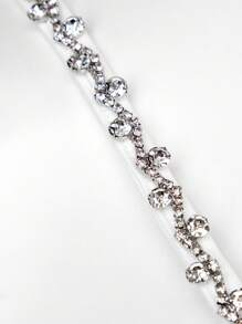 Hauture Váy xẻ đùi đính đá tương phản - màu đen - Xem 6