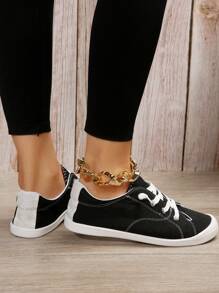 Women's Stylish Soft & Comfortable Lace-up Casual Sports Shoes - Black - View 4