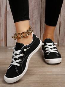Women's Stylish Soft & Comfortable Lace-up Casual Sports Shoes - Black - View 5
