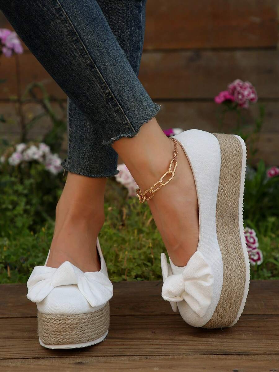 女士坡跟&厚底單鞋 - 白色 - 查看 1