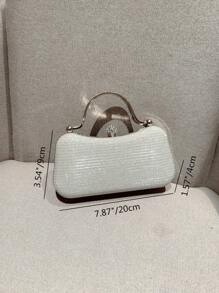Moonlit EveBag 女士閃亮金屬手鍊手拿包，飾有鑽石，適用於晚宴、派對、舞會、舞會等場合 - 銀色 - 查看 10