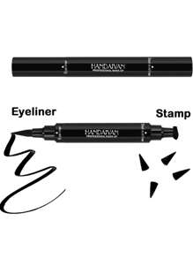 HANDAIYAN 2-In-1 Eyeliner Pencil, Waterproof Sweat-Resistant Long-Lasting Smooth Dual-Ended Triangle Stamp Eyeliner, Black, Ideal For Daily Makeup, Holiday, Party, Back To School, Travel, Face Painting, Cosmetics For Women, Suitable For Winter/Spring, Ideal Gift For Birthday, Valentine's Day, Mother's Day, Essential For Carnival Party - 黑色 - 查看 6