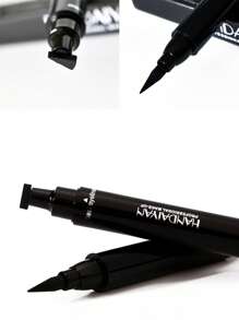 HANDAIYAN 2-In-1 Eyeliner Pencil, Waterproof Sweat-Resistant Long-Lasting Smooth Dual-Ended Triangle Stamp Eyeliner, Black, Ideal For Daily Makeup, Holiday, Party, Back To School, Travel, Face Painting, Cosmetics For Women, Suitable For Winter/Spring, Ideal Gift For Birthday, Valentine's Day, Mother's Day, Essential For Carnival Party - 黑色 - 查看 9