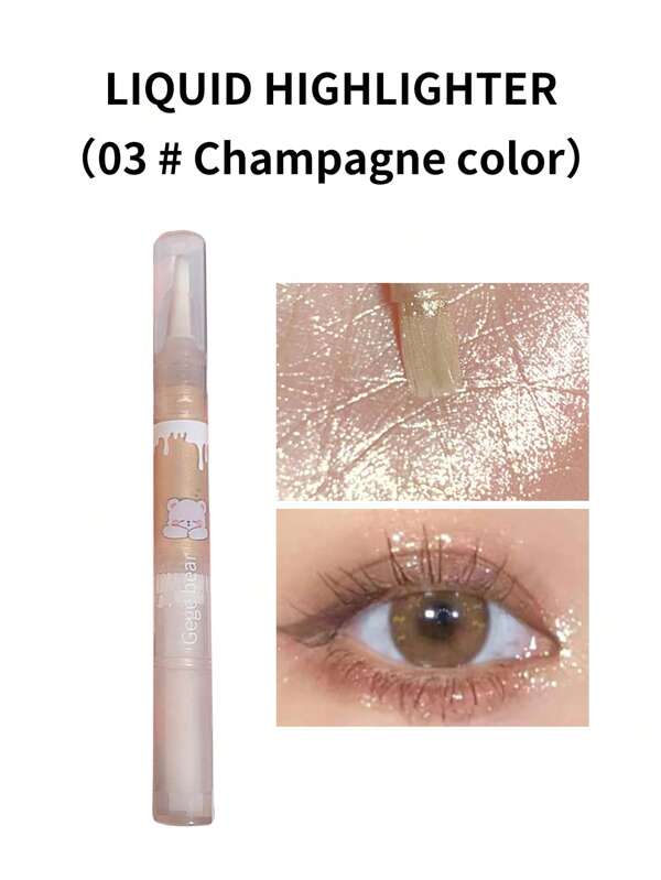 Double Ended Liquid Highlighter, 1Pc LongWearing Smudge Proof Eye