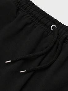 RueChic Men Letter Graphic Drawstring Waist Shorts - Black - View 5