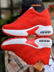 秋冬女士休闲透气减震步行鞋时尚坡跟厚底运动鞋，女式运动鞋