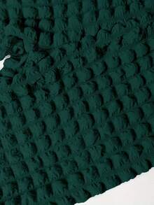 夏季街头纯色常规裤，弹力腰带蕾丝拼接长喇叭裤，女款 - 墨綠色 - 查看 5