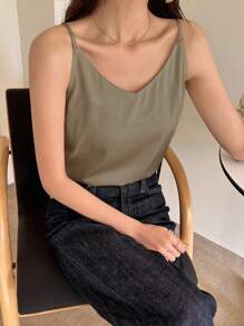DAZY Casual Business Solid Color Camisole/Tank Top - Khaki - View 4