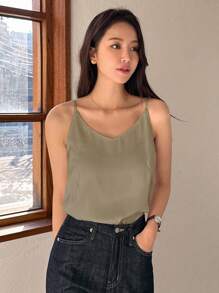 DAZY Casual Business Solid Color Camisole/Tank Top - Khaki - View 5