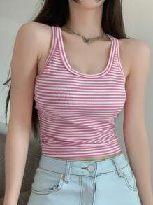 DAZY Áo khoác và áo lót dành cho xe tăng nữ Sọc Giải trí - Hồng - Xem 8