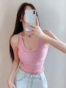 DAZY Áo khoác và áo lót dành cho xe tăng nữ Sọc Giải trí - Hồng - Xem 9