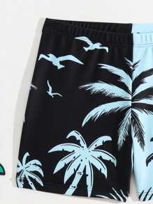 Toddler Boys Coconut Tree Print Swim Shorts - Multicolor - View 3