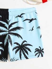 Toddler Boys Coconut Tree Print Swim Shorts - Multicolor - View 4