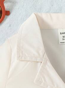 Baby Boy Animal Print Button Front Lapel Neck Shirt Romper - Beige - View 5