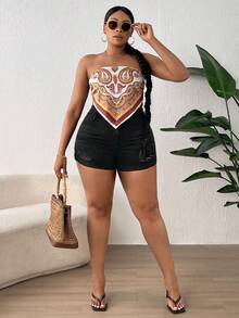 SHEIN SXY Shorts en mezclilla desgarro bajo de doblez