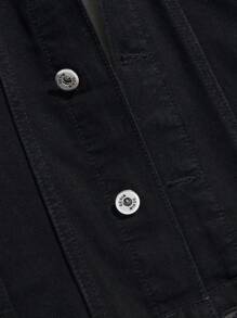 Manfinity Men Flap Pocket Denim Jacket Without Hoodie - Black - View 3