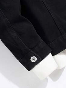 Manfinity Men Flap Pocket Denim Jacket Without Hoodie - Black - View 6