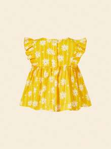 Cozy Pixies Baby Floral Print Ruffle Trim Peplum Top