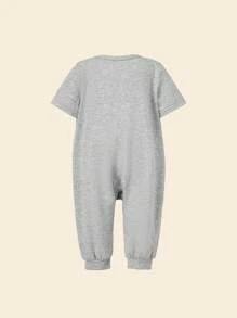 Cozy Pixies Newborn Baby Boy 2pcs Fox Print Sleep Bodysuit & Button Front Jumpsuit PJ Set - Multicolor - View 2