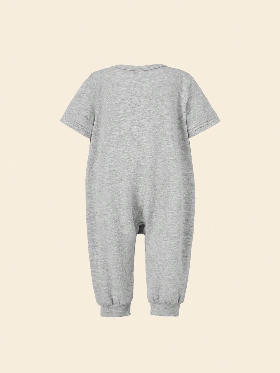 Newborn Baby Boy 2pcs Fox Print Sleep Bodysuit & Button Front Jumpsuit PJ Set