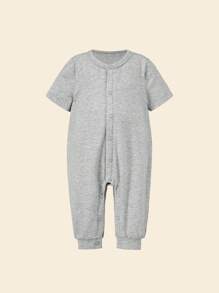 Cozy Pixies Newborn Baby Boy 2pcs Fox Print Sleep Bodysuit & Button Front Jumpsuit PJ Set - Multicolor - View 5